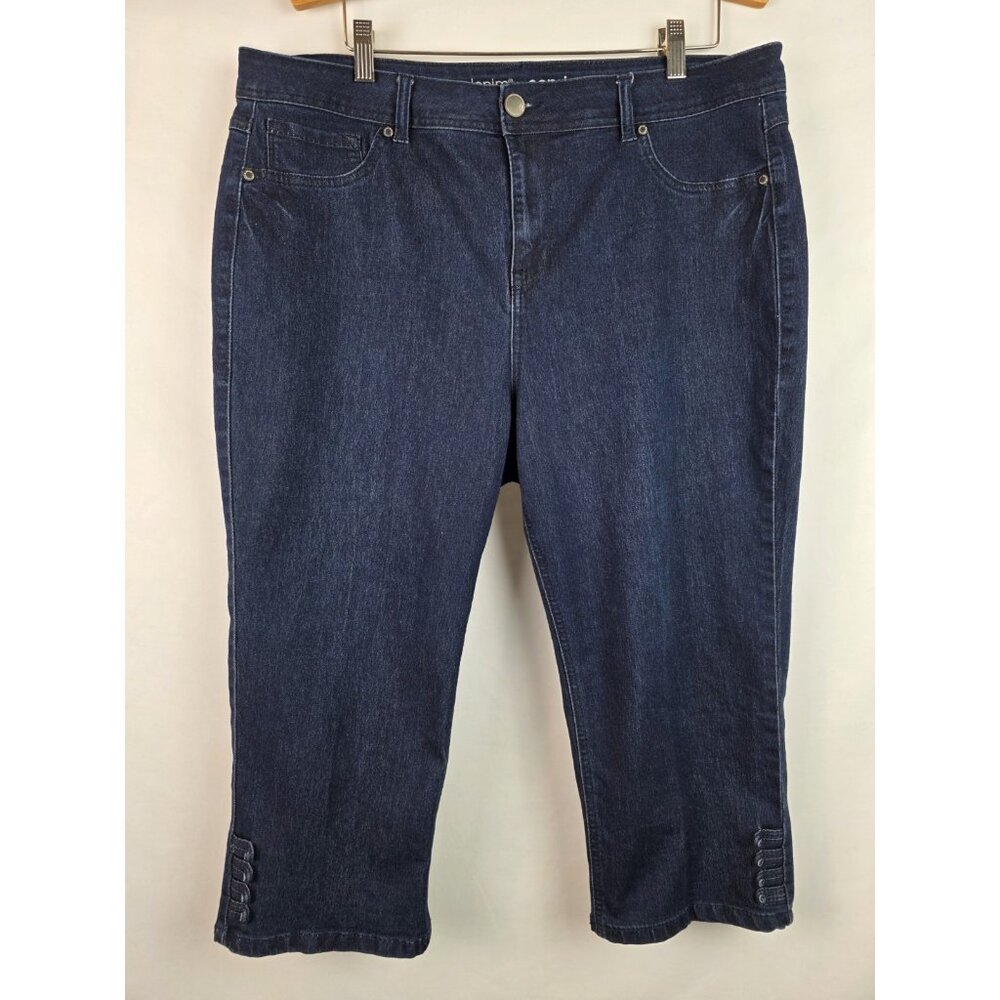 Avenue Denim Capri Jeans Women Size 18 Dark Blue Cropped Pants